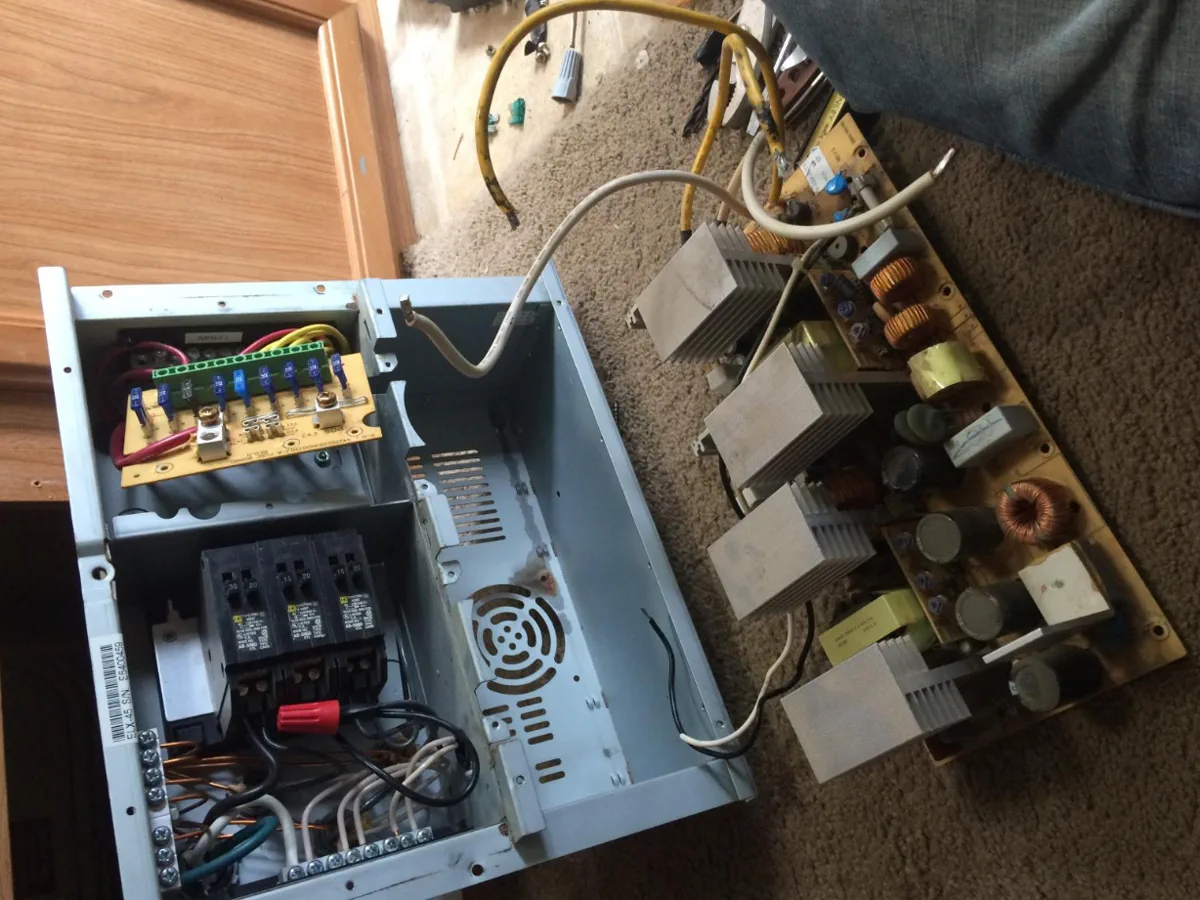 RV converter panel opened up for an electrical repair